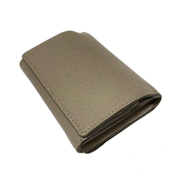 Auth FURLA - Gray Beige Leather Trifold Wallet - Picture 3 of 11